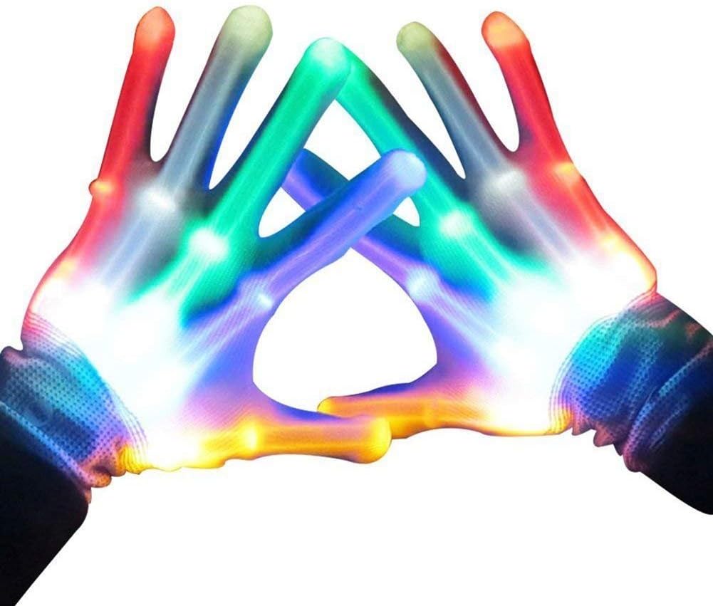 LED Light Gloves- Christmas Glowing Gloves, with 6 Lighting Modes and Replaceable Batteries, Perfect for Christmas Dress Up and Weekend Parties, Stunning Strobe Gloves Help You Stand out