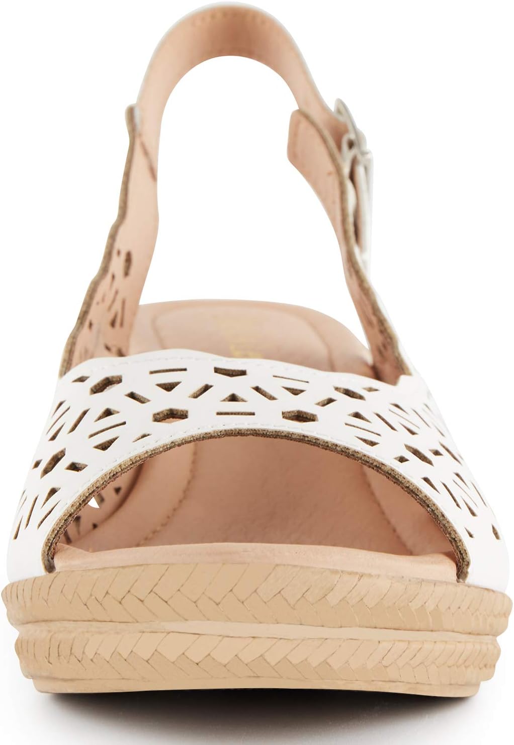 Alexis Leroy Wedge Heel Cut-Out Vamp Peep Toe Slingback Women's Sandals