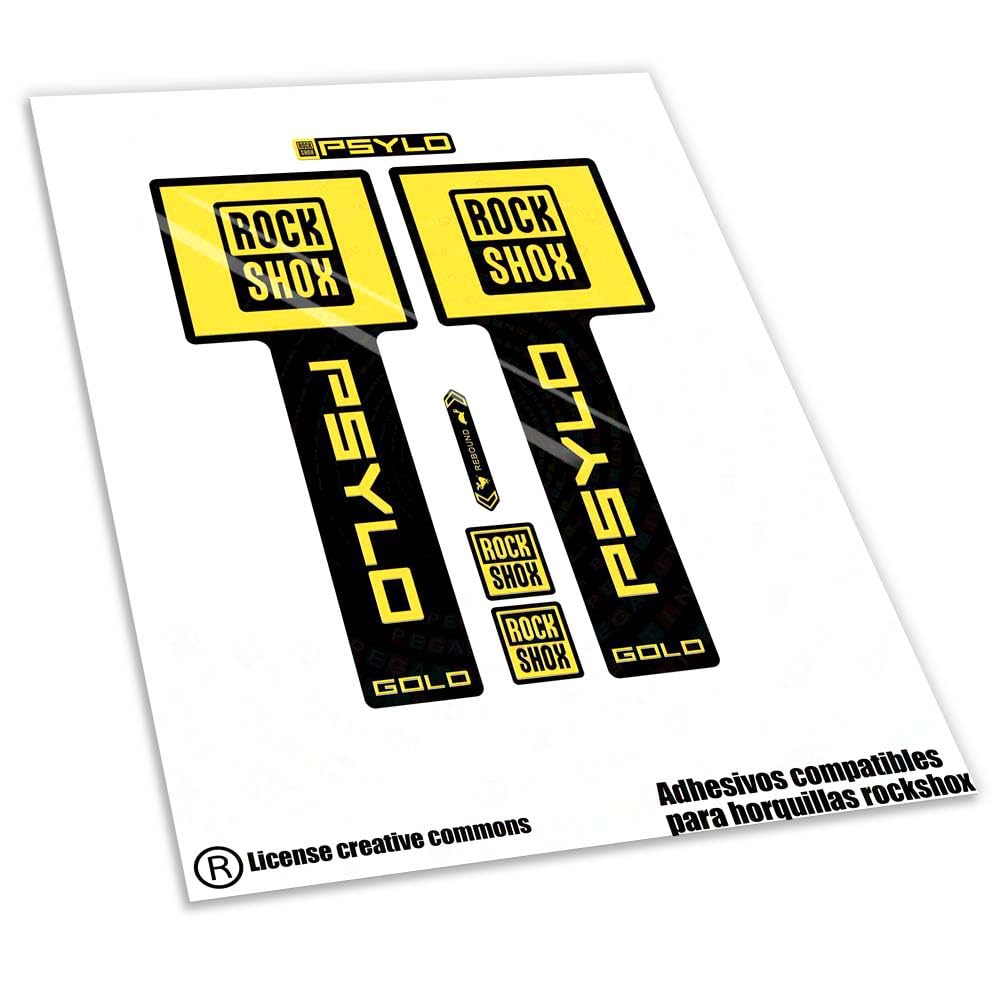 REF:VP651 Stickers compatible with fork ROCK-SHOX PSYLO GOLD 2025 MTB, stickers, stickers, stickers, vinyls for mountain bikes. (YELLOW 025)