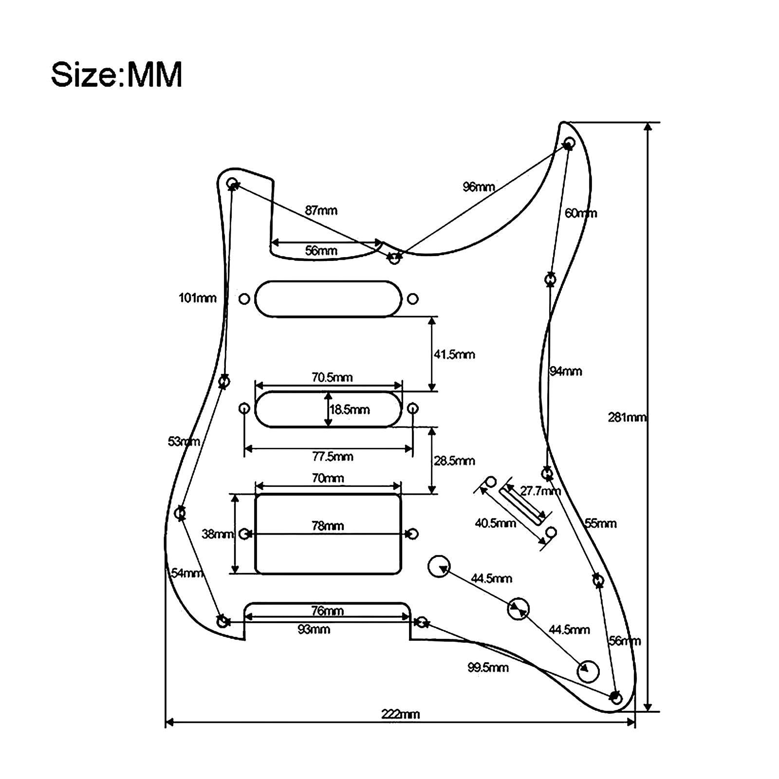 Pastilla Golpeador Pastillas Humbucker SSH guitarra precableada golpeador cargado para piezas de repuesto de guitarras eléctricas ST(Pearlescent White-A)
