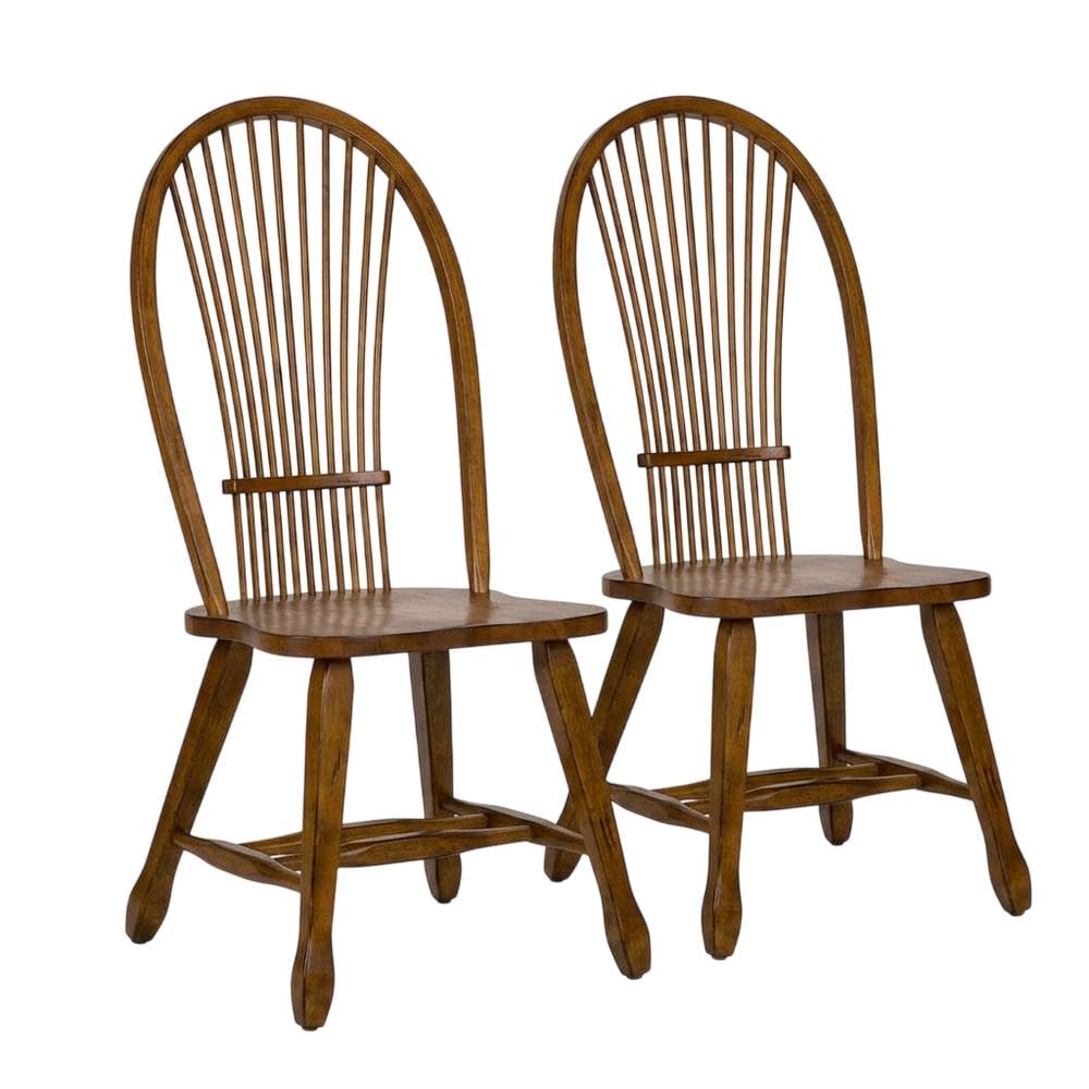 Oak Veneer Sheaf-Back Side Chairs Set of by Starlight Canyon Home – Solid + Manufactured Wood, Brown, Pack of 2