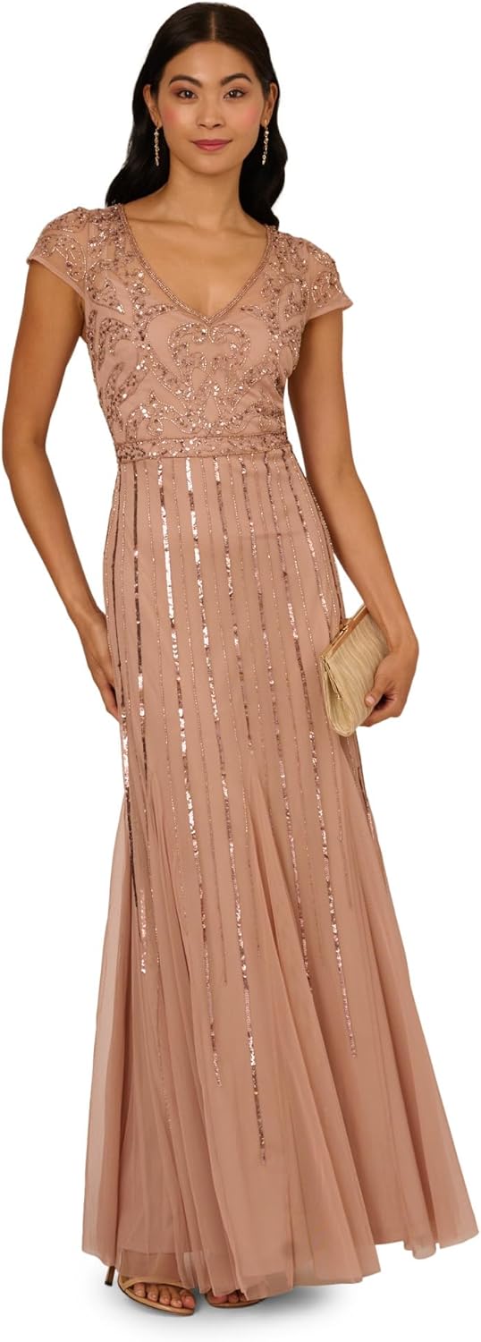 Adrianna Papell Womens Beaded Long Dress - Image 3