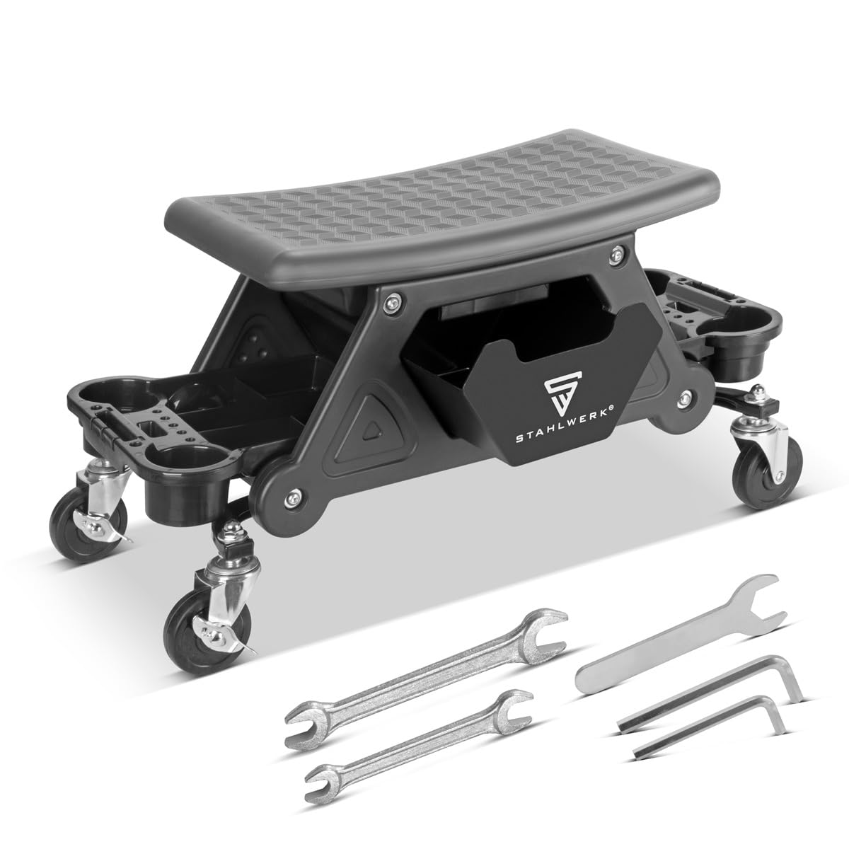 STAHLWERK Tabouret D'Atelier Roulant WRS-35 ST – Capacité 136 Kg, Coussin Similicuir, Roulettes Pivotantes - 9