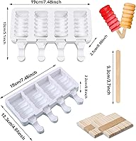 Vista 2 de 2 moldes para paletas, moldes de silicona pequeños de 4 cavidades para tartas, moldes de helado para paletas de bricolaje con 100 palos de madera