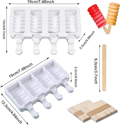 Miniatura 2 de 2 moldes para paletas, moldes de silicona pequeños de 4 cavidades para tartas, moldes de helado para paletas de bricolaje con 100 palos de madera