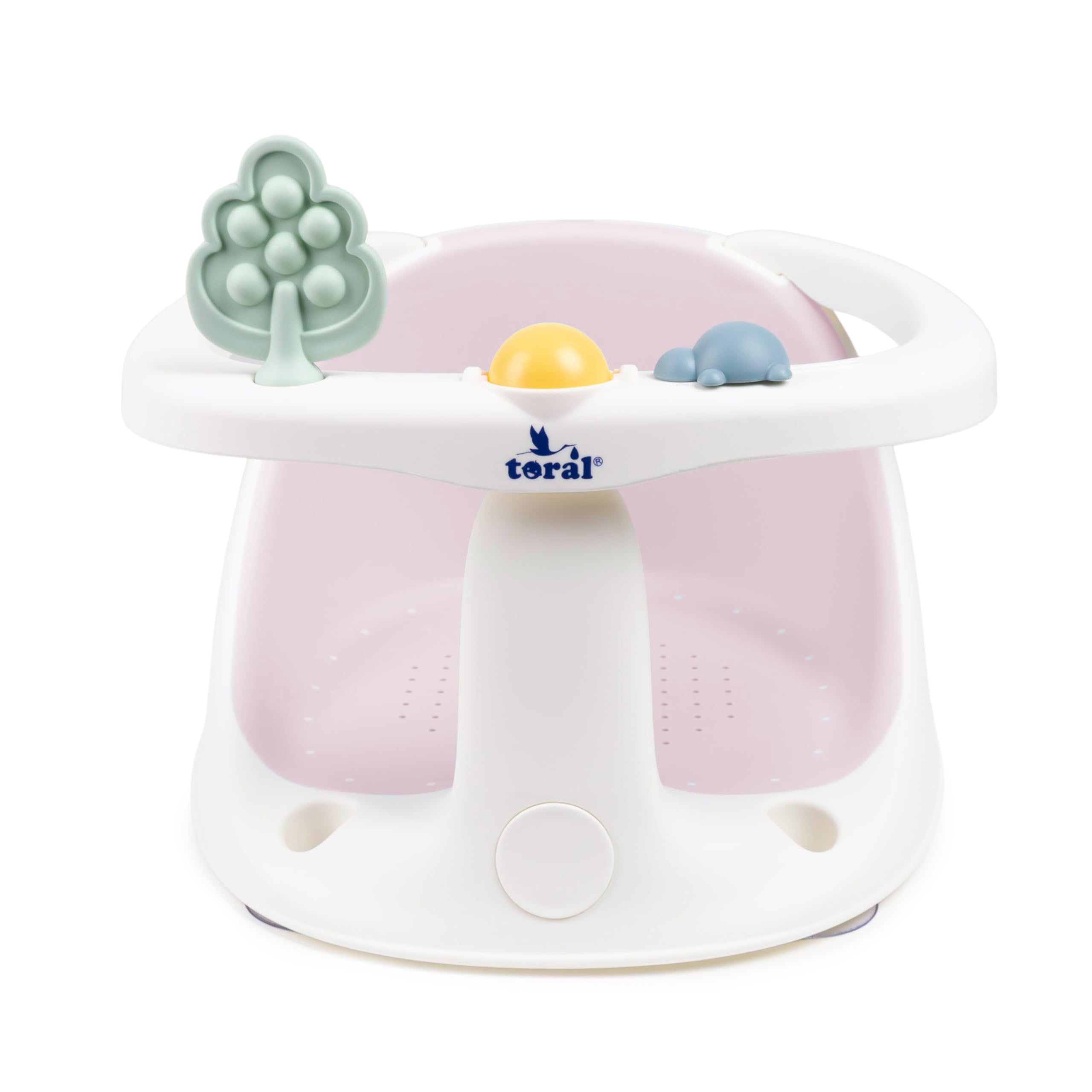 Toral Asiento Bañera Bebe Seguro y Estable – Soporte Bañera Bebe con Ventosas Antideslizantes, Cómodo y Resistente – Adaptador Bañera Bebe Práctico - Modelo Chapoteos Rosa