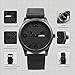 CHRONOS Quartz Black Leather Men's Wrist Watch Waterproof Classic Black Dial Large Number Calendar Timepiece