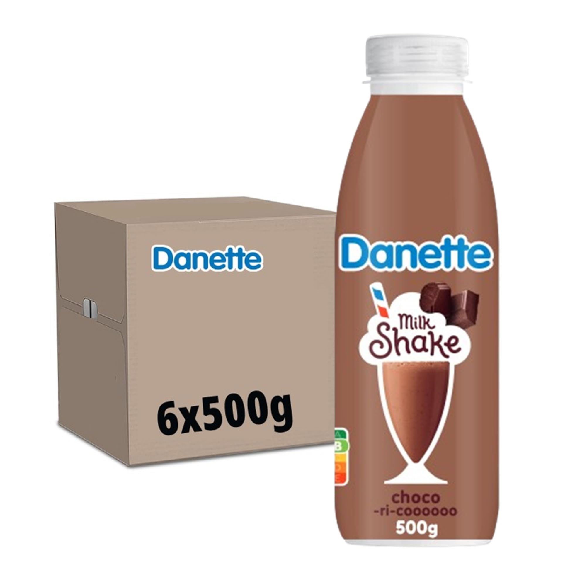 Danette Milkshake - Boisson gourmande - Saveur Chocolat - 500g - Lot de 6x500g
