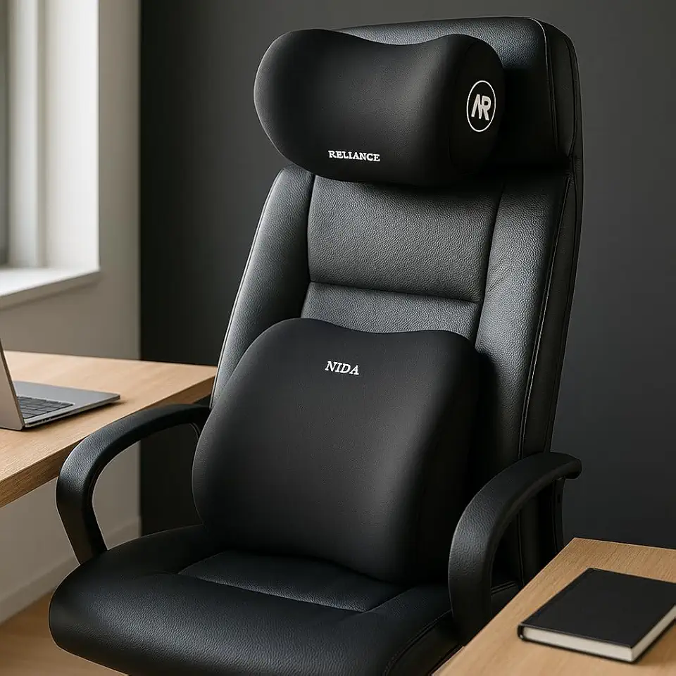 Kit Premium Almofada Lombar E Cervical Ergonômica Espuma De Memória Para Carro, Cadeira Escritório, 2 Peças, Conforto Postural, Marca VARENZIA