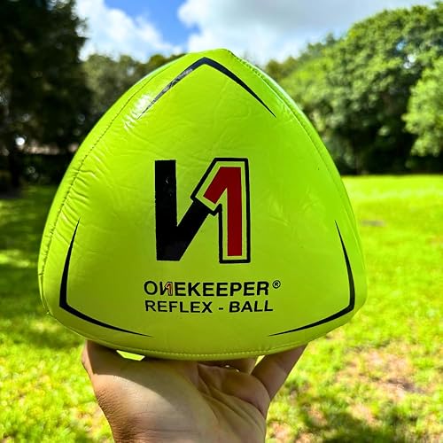 Miniatura 4 de ONEKEEPER Pelota de reflejo y reacción de fútbol, blanco, naranja, azul, rosa y amarillo fluo, entrenamiento de agilidad y coordinación para niños y