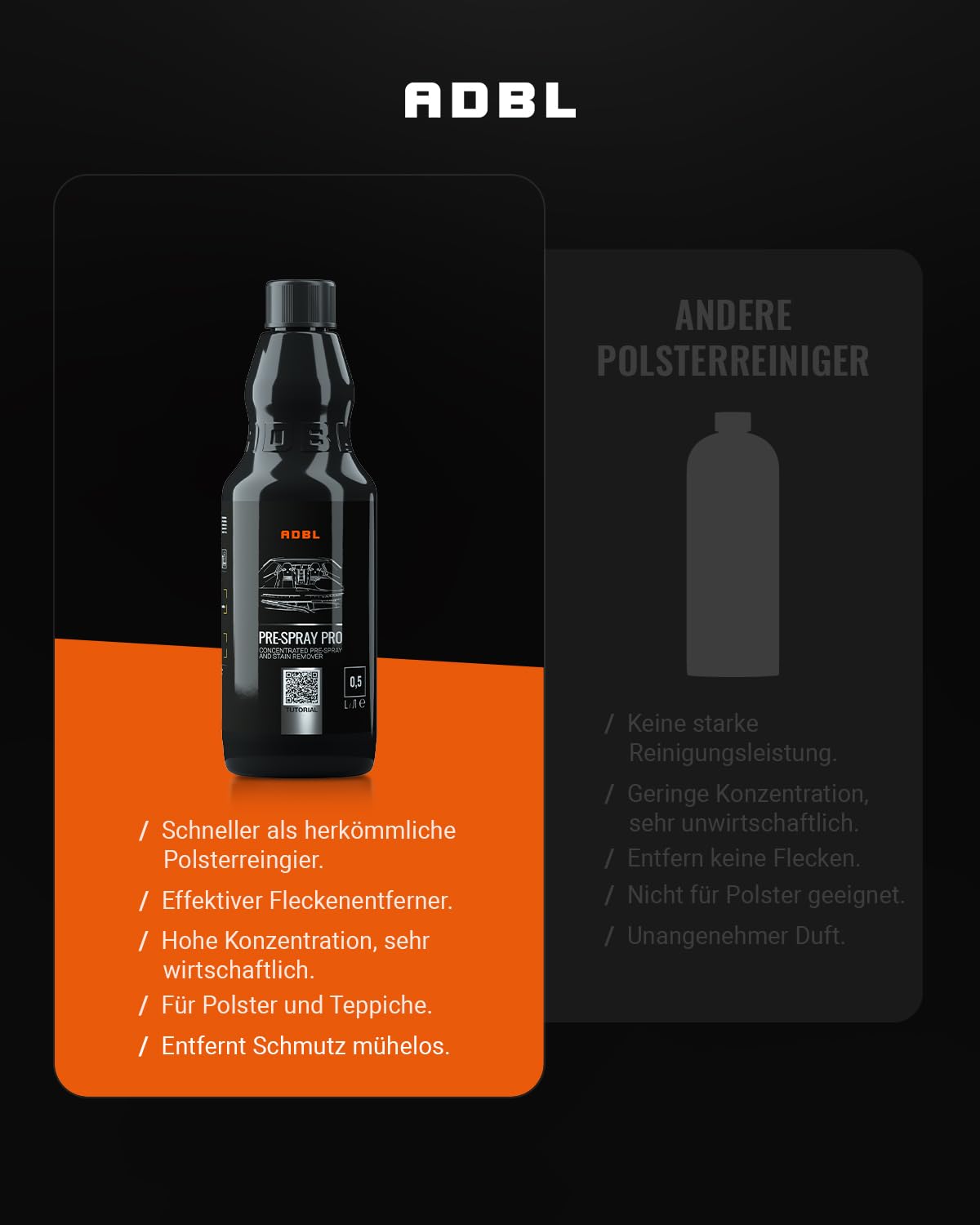 ADBL Pre Spray PRO (5L) - Hochkonzentrierter Vorreiniger und Fleckenentferner für Polster und Teppiche - Löst hartnäckige Verschmutzungen in Rekordzeit - Ideal für professionelle Anwendungen