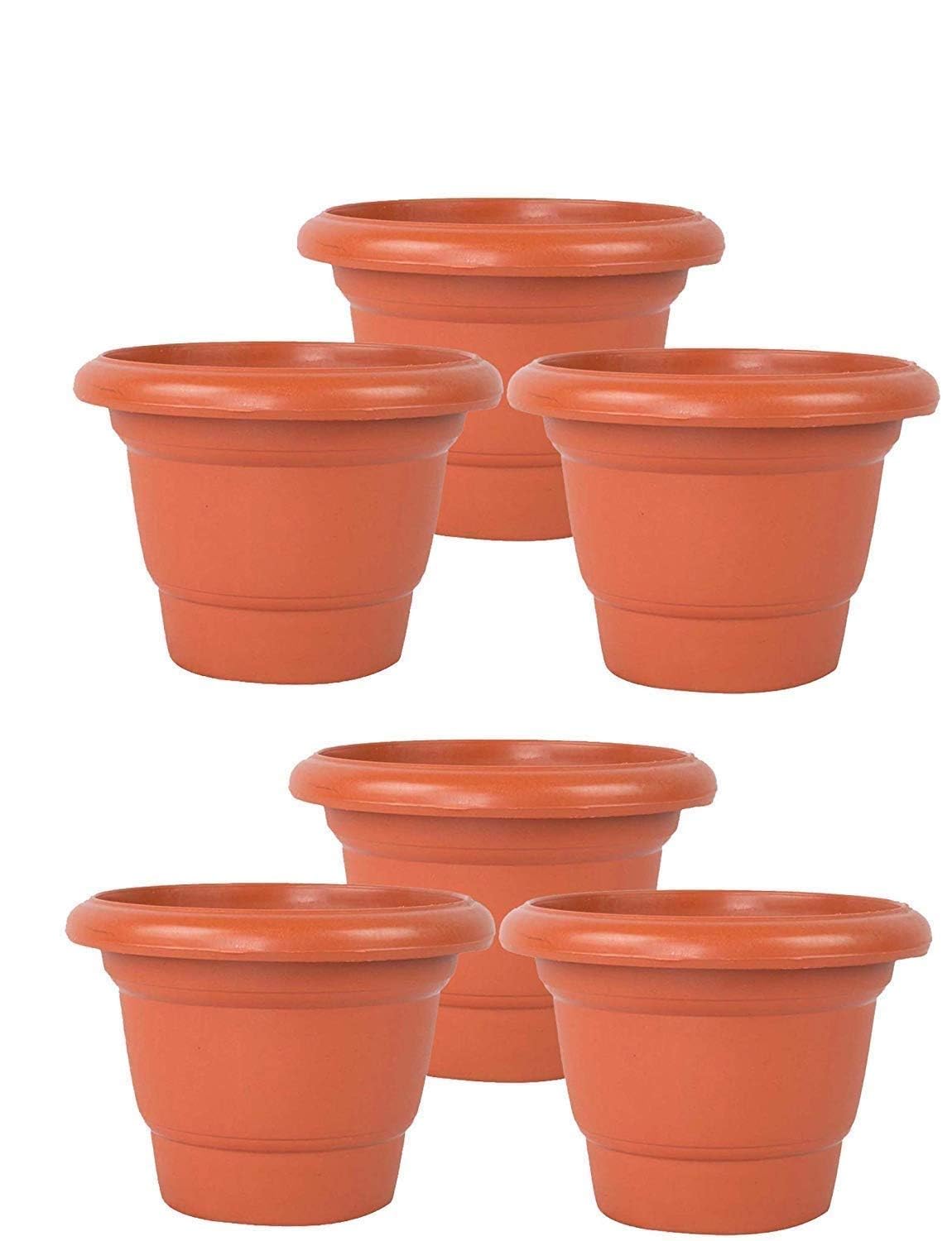 Plastic Flower Pots, Set of 6, 8-inch Opening, Indoor and Outdoor Use, Brown (B0D8WS8KXV) Amazon Price History, Amazon Price Tracker