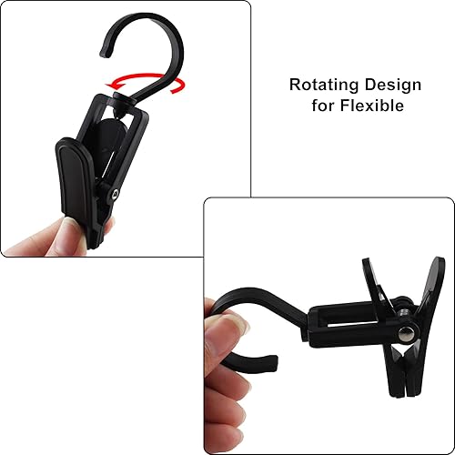 Miniatura 4 de 20 PCS Laundry Hooks, Plastic Clothes Pins, Super Strong Hanger Clips, Swivel Hooks for Clothing Store, Home Office & Workshop, Black Negro