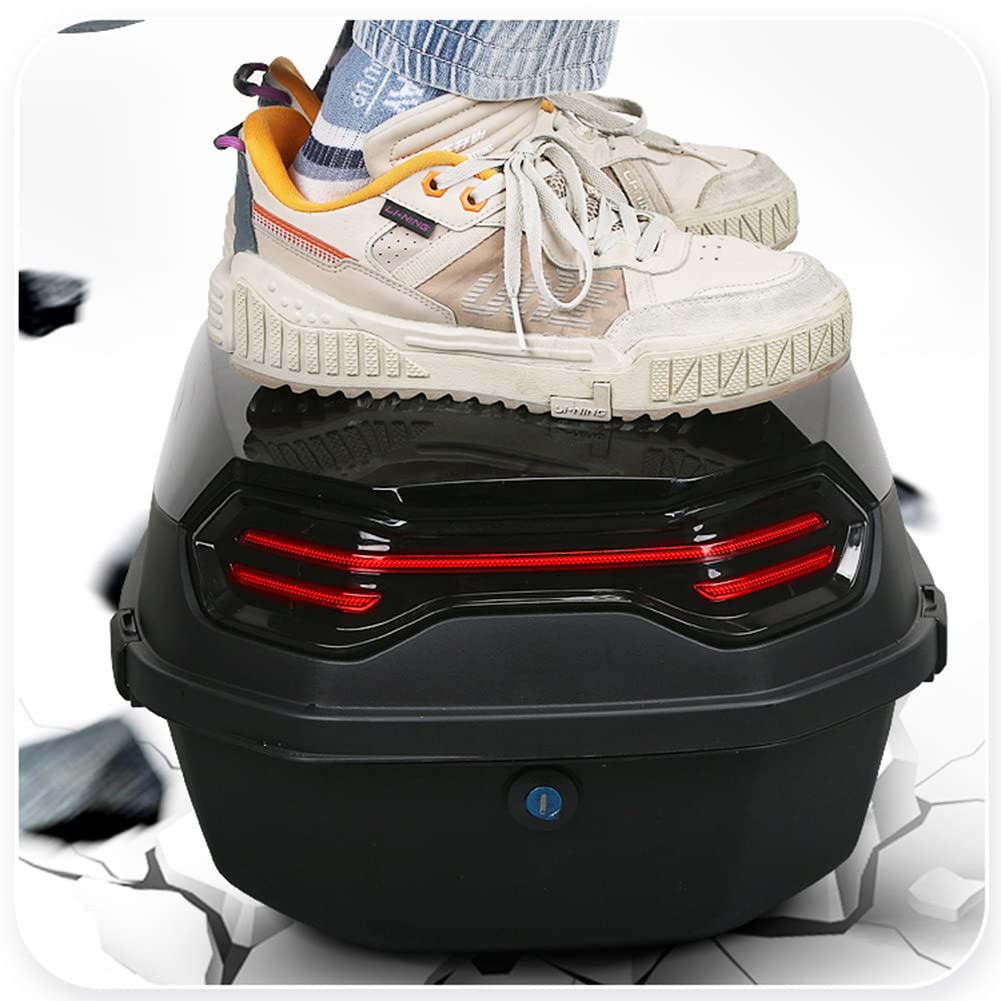 Coffre arrière étanche pour Moto avec réflecteur de Nuit et Dossier en PP, Mallette de Rangement arrière Universelle de Tourisme 41L Coffre arrière Haute capacité, pour Scooter électrique, 39 x 39 x