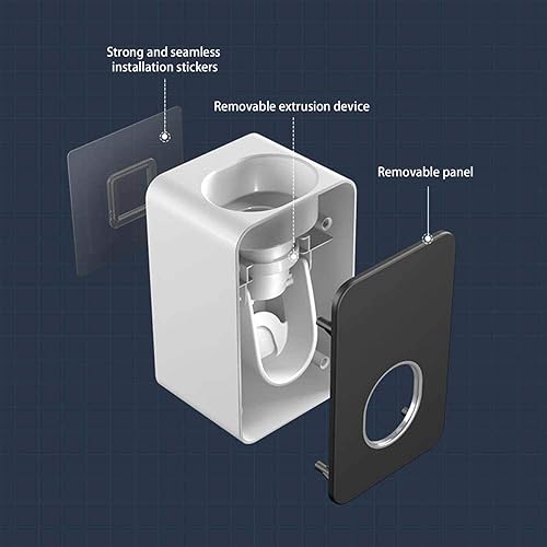 Vista 3 de VICKSONGS Dispensador automático de pasta de dientes montado en la pared, dispensador de pasta de dientes, exprimidor de pasta de dientes