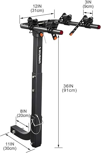 Miniatura 8 de IKURAM 4 portabicicletas portabicicletas soporte doble plegable para coches camiones SUV y minivans con un receptor de enganche de 2 pulgadas