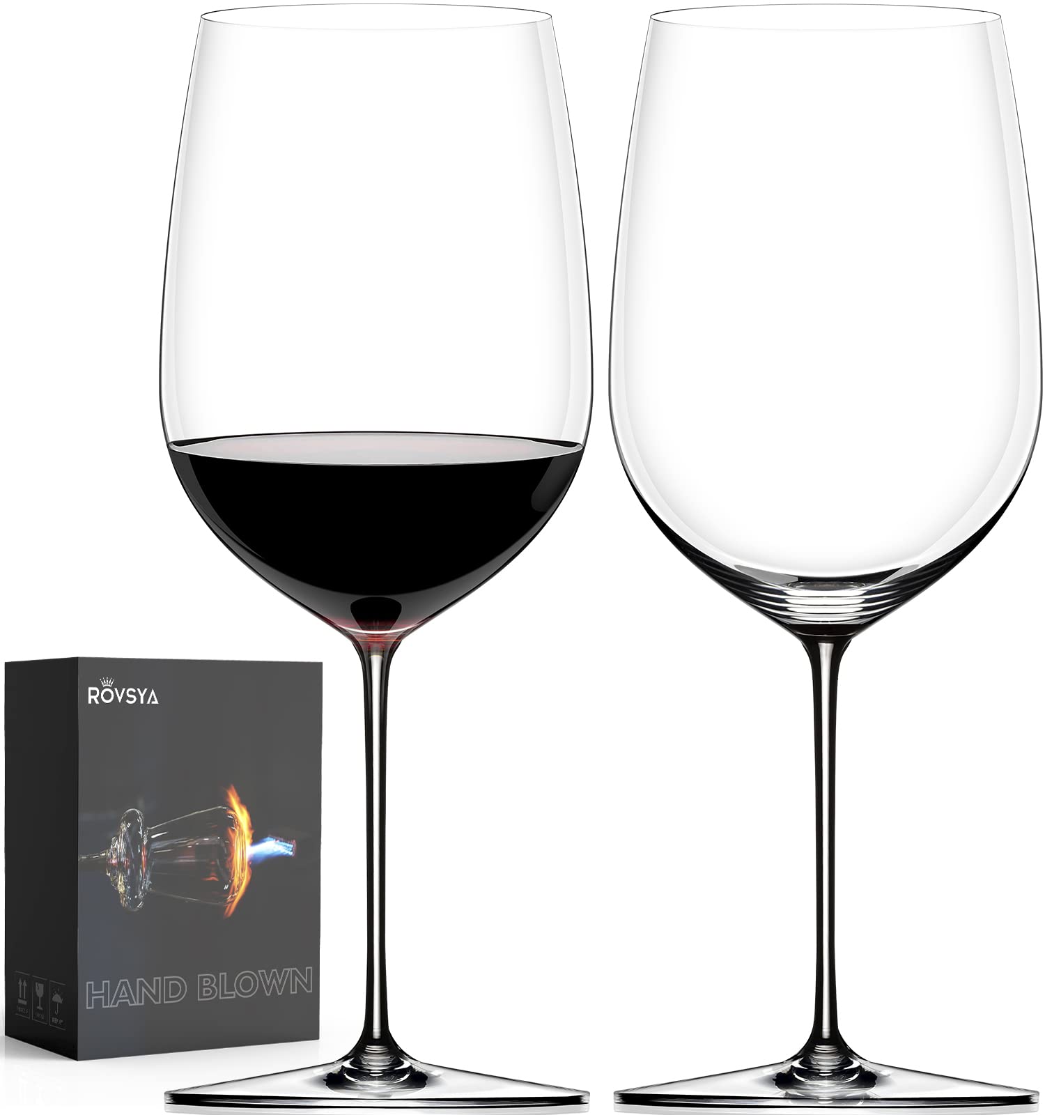 OJA Rotweingläser, mundgeblasen, riesigen Kristallgläser, 1035 ml, übergroße Weingläser, große Cabernet-Sauvignon-Gläser, leicht, klar, ideal für Weinproben, Restaurants.