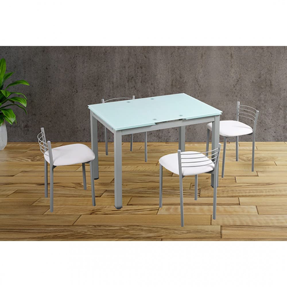 SHIITO | Modelo Leeds - Mesa de Cocina Extensible | Color Gris - 100 (170) x 70 x 75 cm | Diseño Minimalista y versatilidad práctica para tu hogar