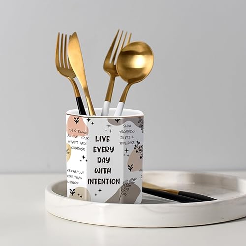 Vista 165 de WAVEYU - Portalápices bonito para escritorio, decoración de escritorio para niñas y mujeres Flor negra