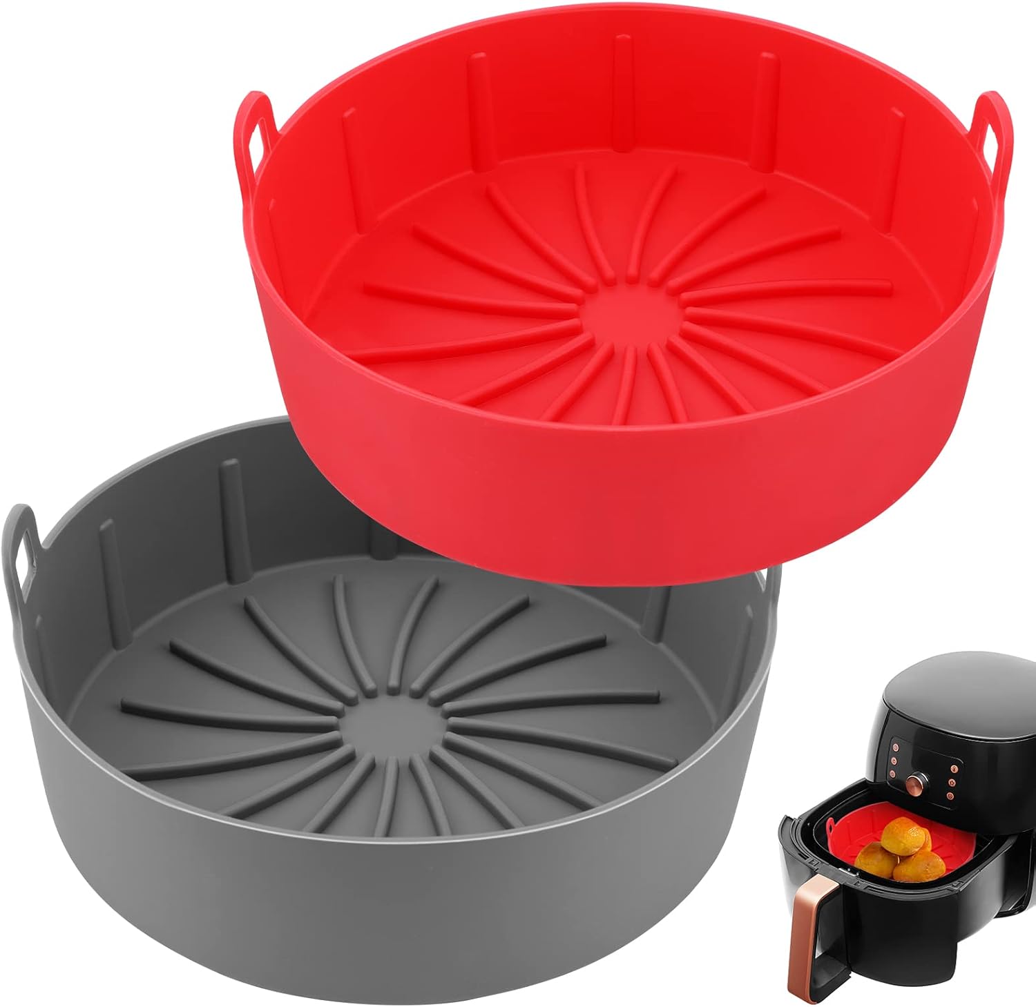 Numberone Air Fryer Silicone Pot, 2 Pack Reusable Non