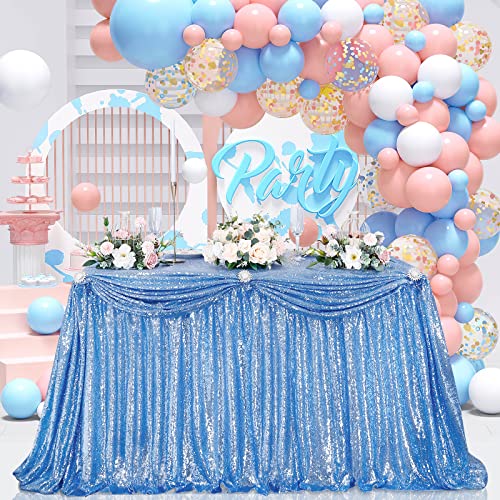 QueenDream Pailletten-Tischrock Babyblau