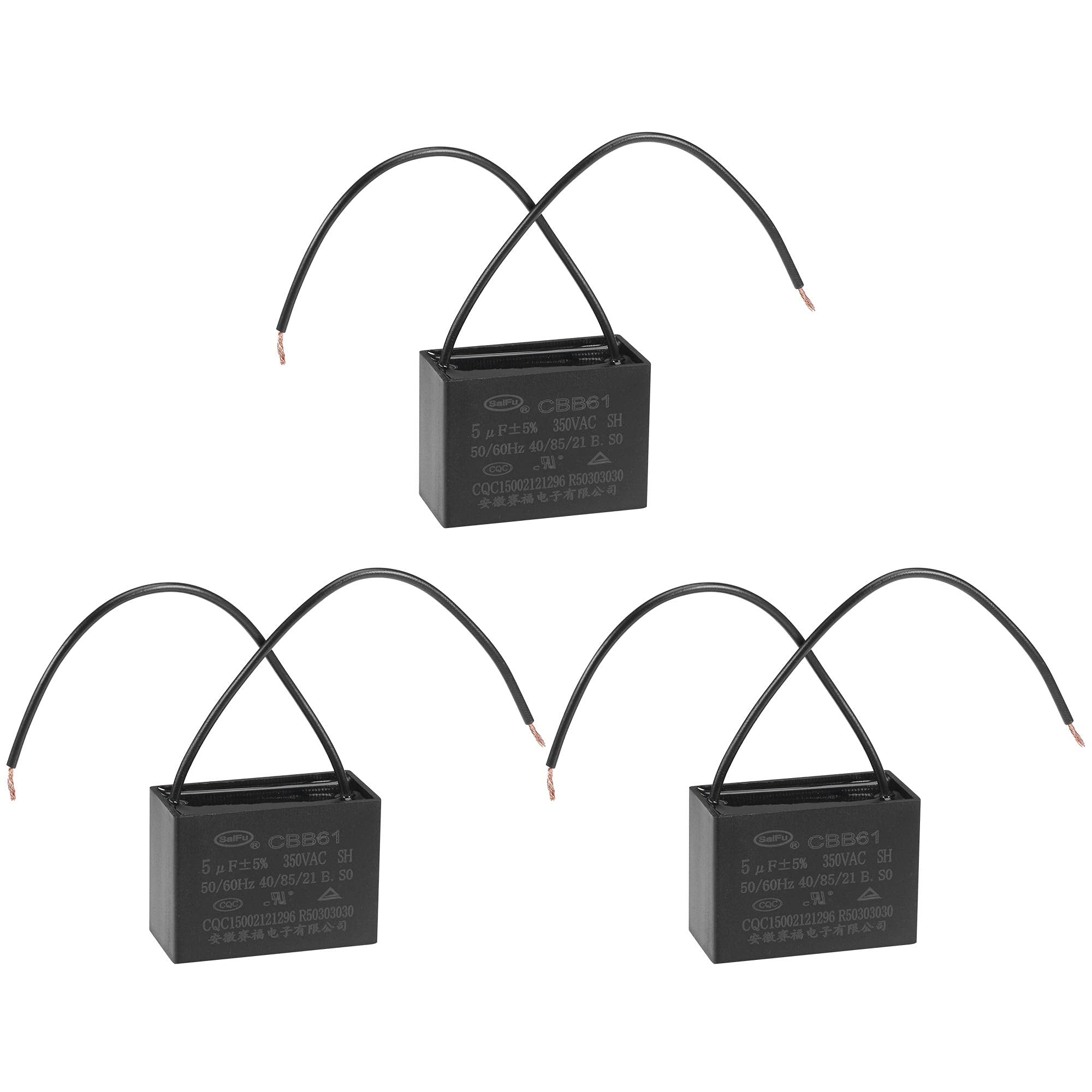 Buy uxcell Ceiling Fan Capacitor CBB61 5uF 350V AC 2 Wires Metallized