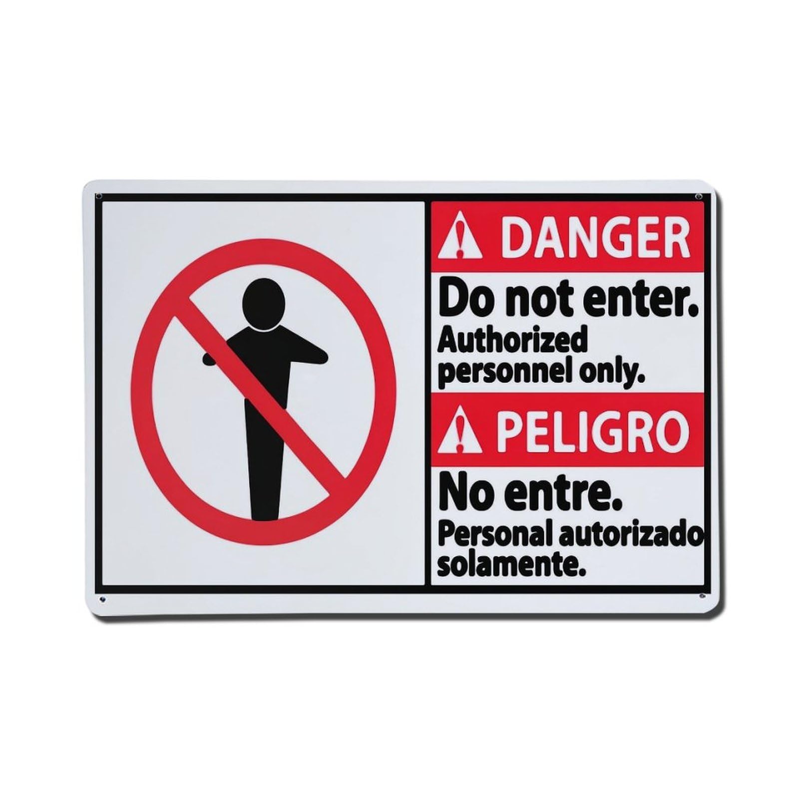 Danger Sign Warning Bilingual Symbol Retro Metal Tin Sign, Vintage Metal Poster for Home, Gaming Room, Studio Workshop,Bar,Garage Wall Art Decor 8x12 Inch