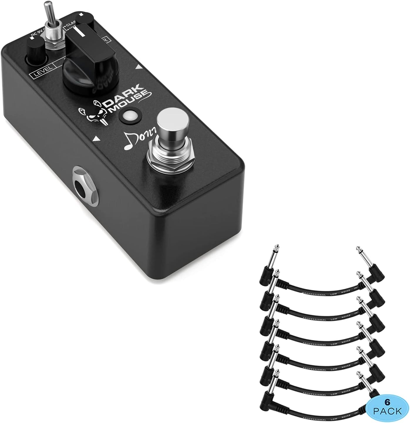 Donner Guitar Distortion Pedal & 6 Inch Guitar Pedal Patch Cable 6 Pack Musical