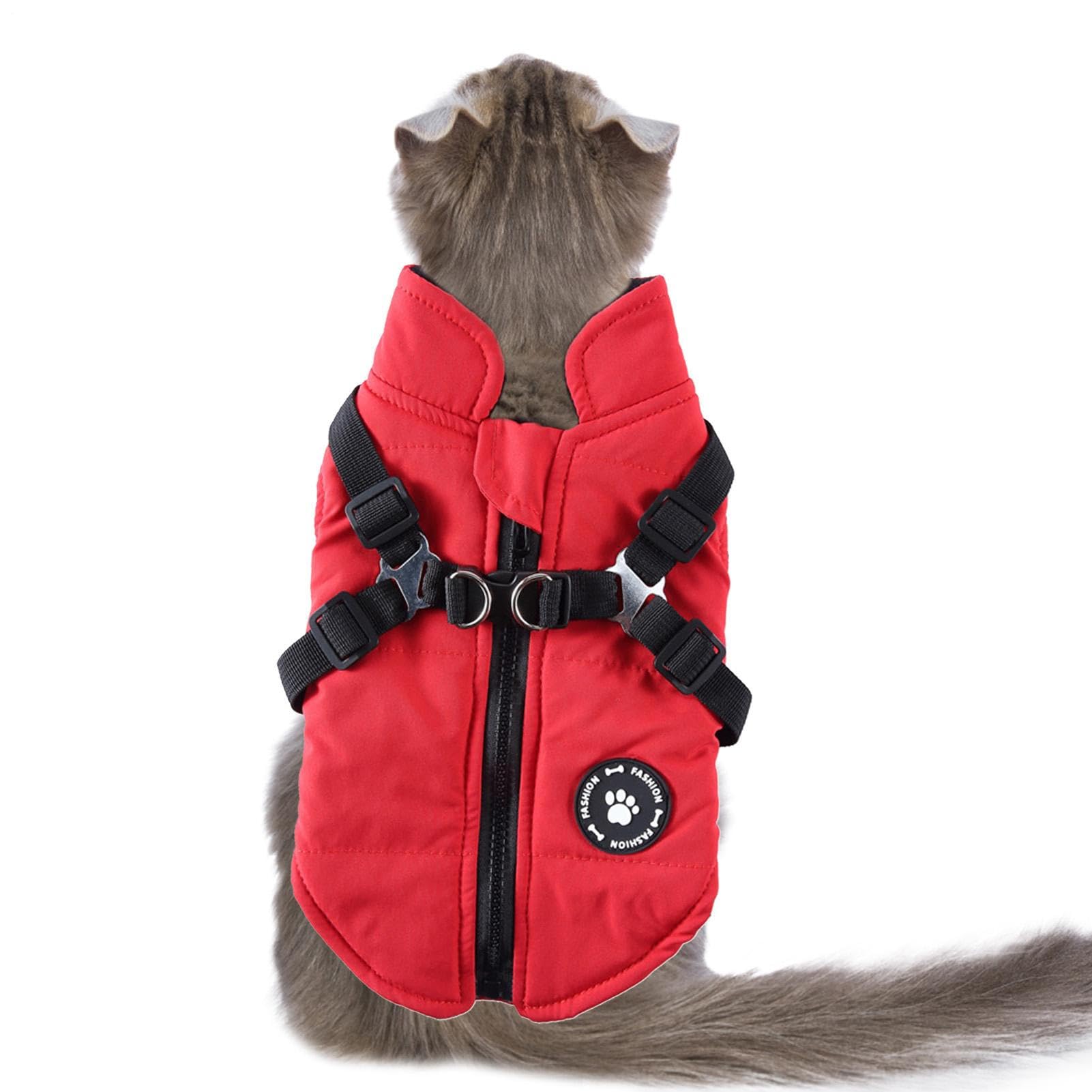 Padded Vest Dog Jacket | Warm Zip Up Dog Vest Jacket with Harness Winter Small Coat | Coat Harness Winter Warm Waterproof Cotton Costume
