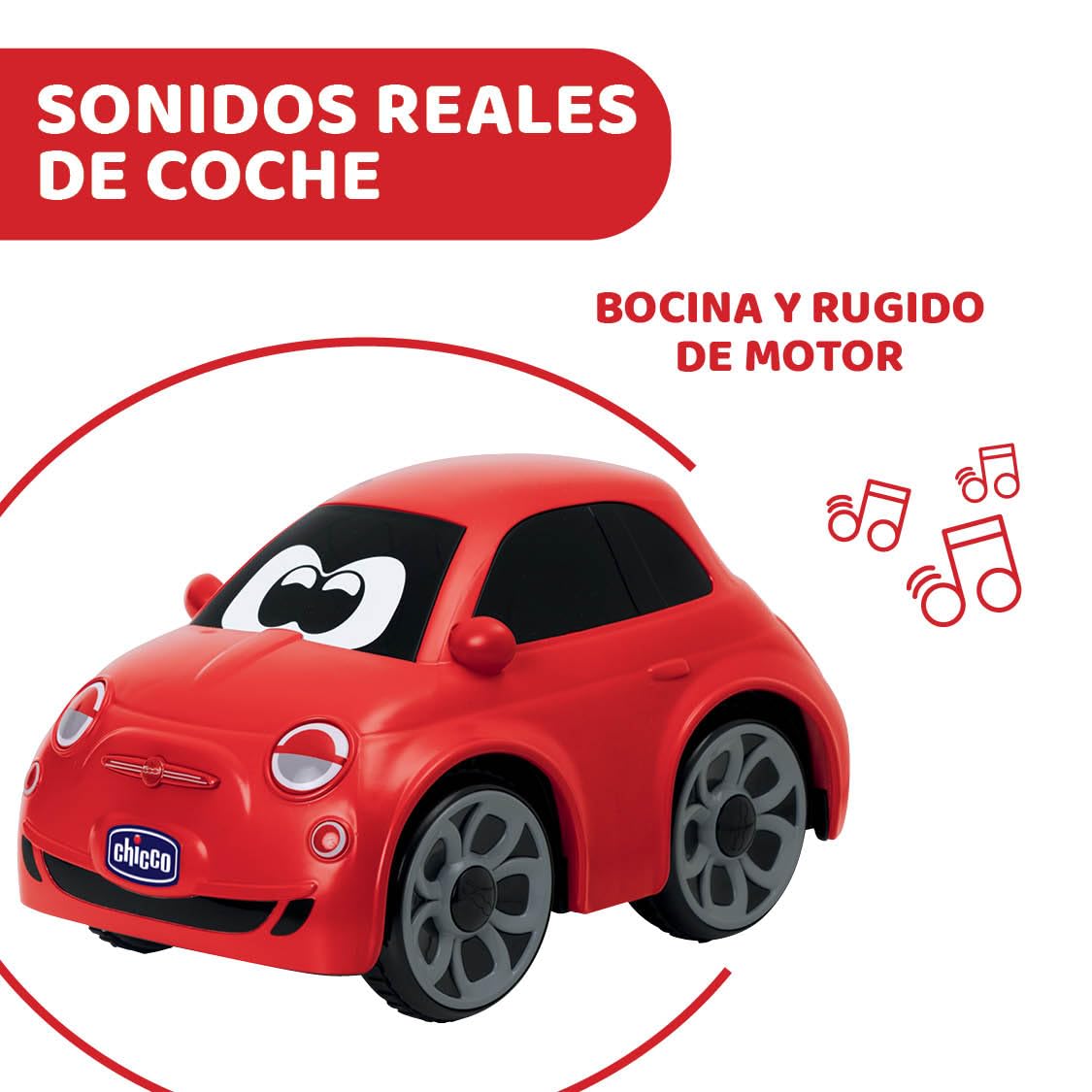 Chicco Fiat 500 RC Coche Radiocontrol, Coche Teledirigido de Carreras Deportivo para Niños, Coche Radiocontrol con Volante Intuitivo, Juguetes Niños, 2 a 6 Años, Color Rojo