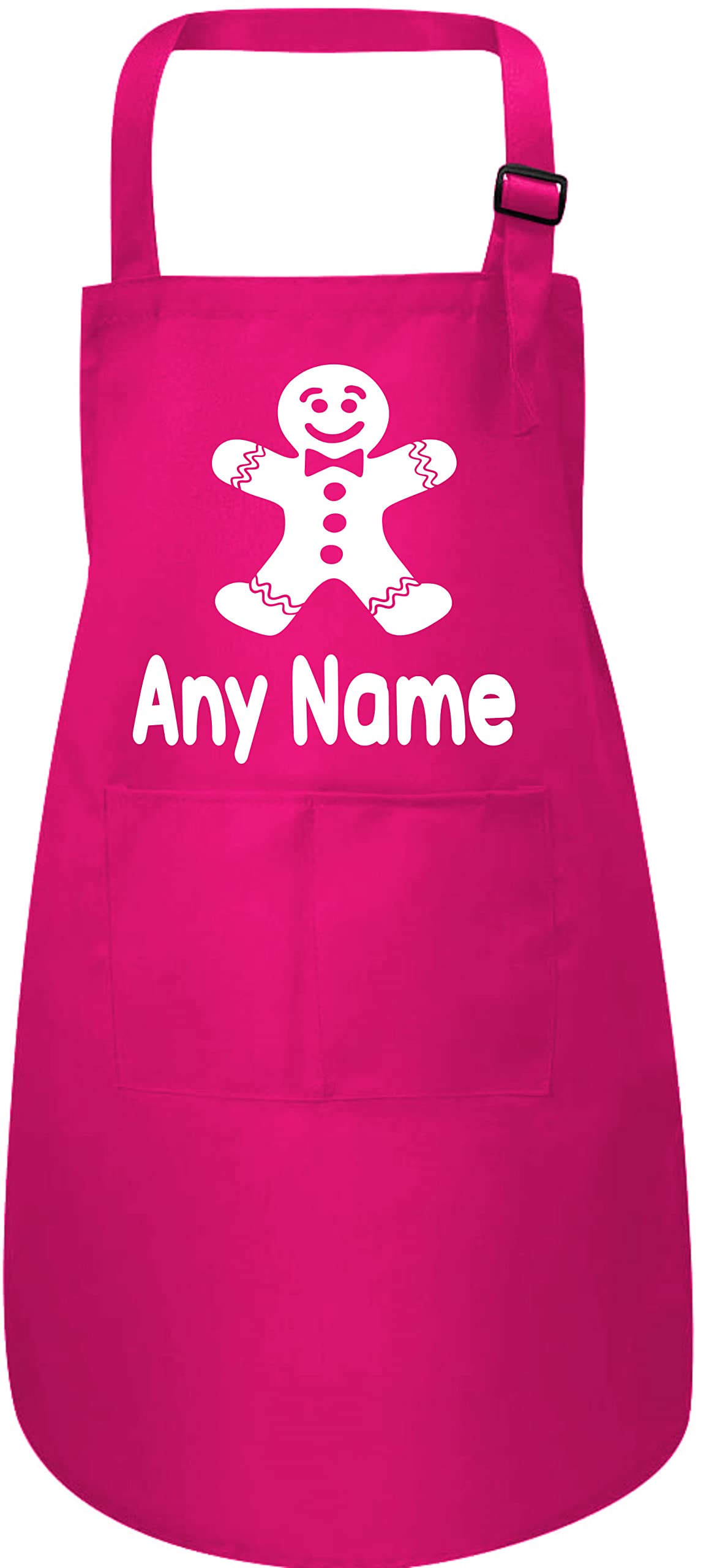 Print4U Gingerbread Man Personalised Kids Apron Any Name Cooking BakingPink-L-7-12