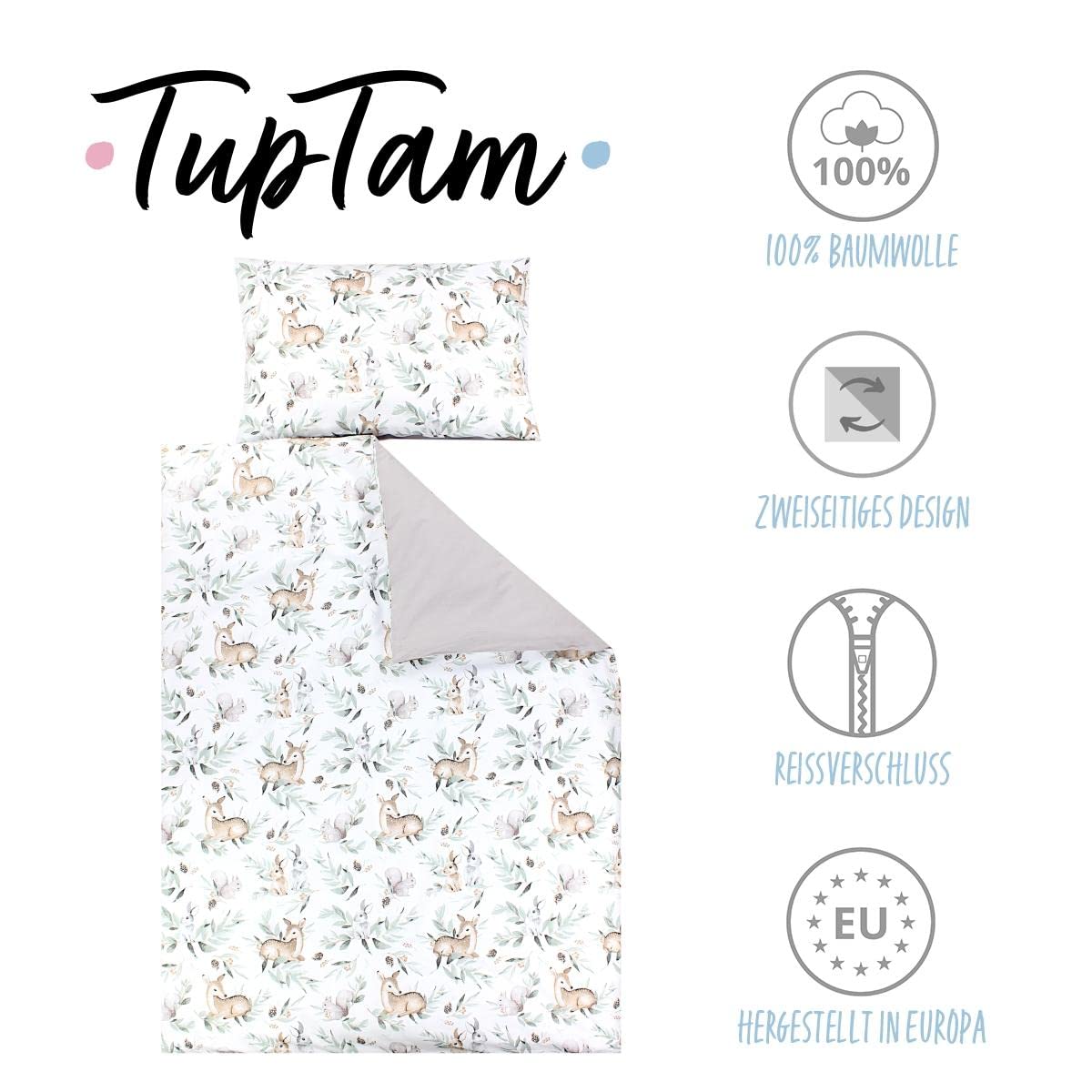 TupTam Juego de Ropa de Cama para Niños, de 2 Piezas., Conejo/Rosa/Lunares, 120x90 cm — view 75