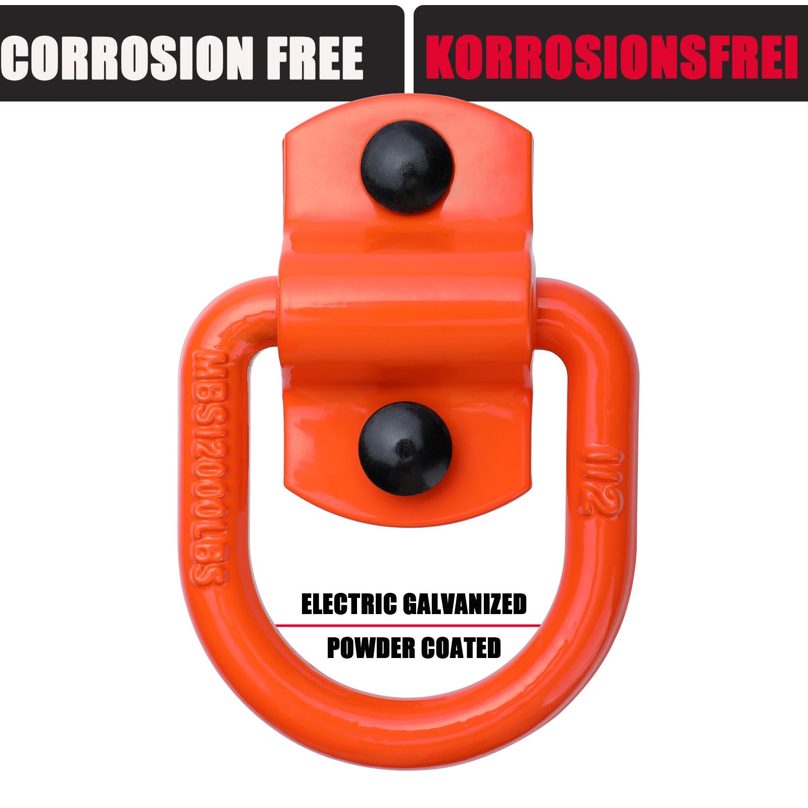 VEXPLO® Zurrösen pour charges lourdes pour remorques, camions, pick-ups, point d'ancrage vissable 5400 kg, 4 crochets de type D avec vis, idéal pour les charges lourdes et les terrains difficiles