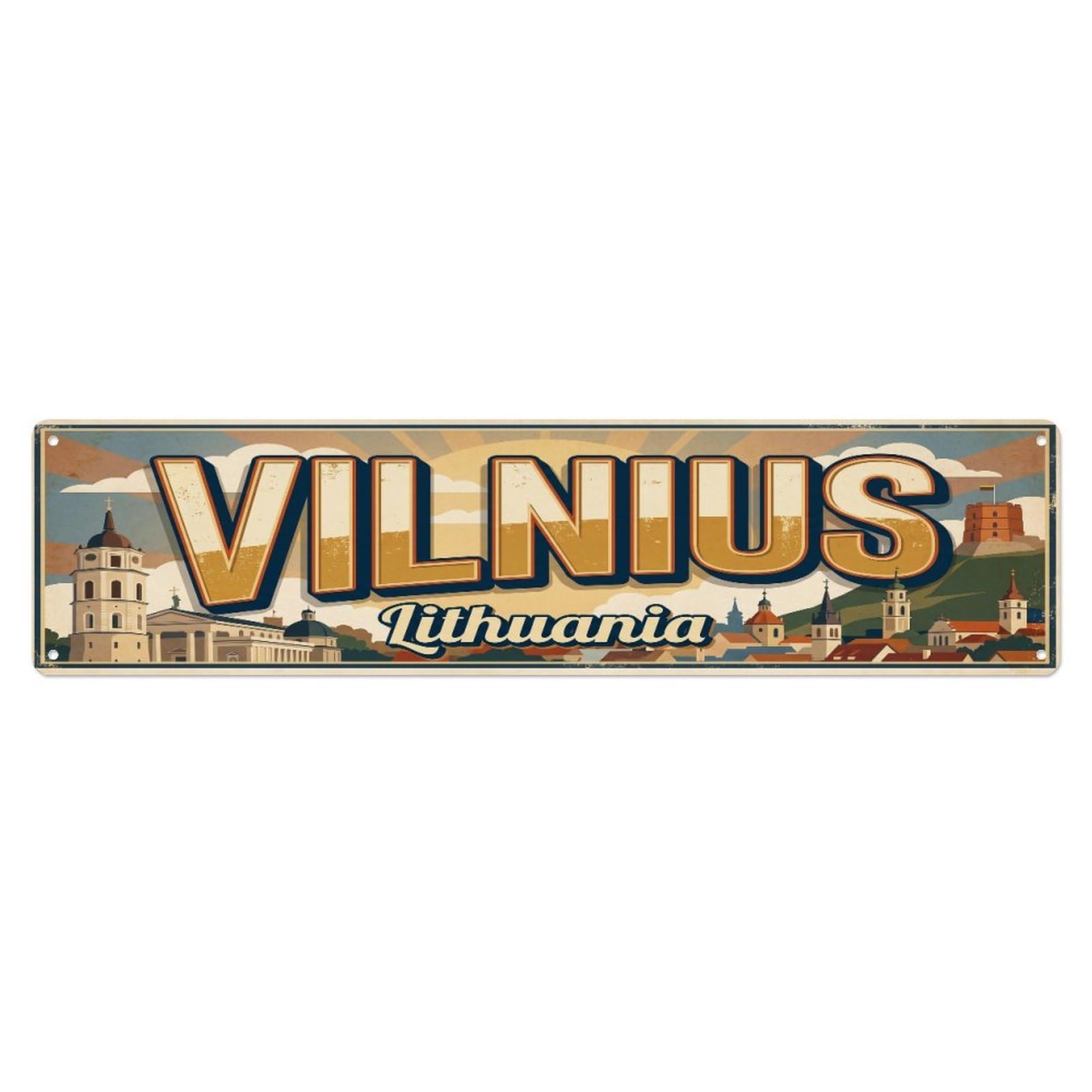 Tgrcjimh Style Metal Tin Sign Retro Travel Lithuania Vilnius