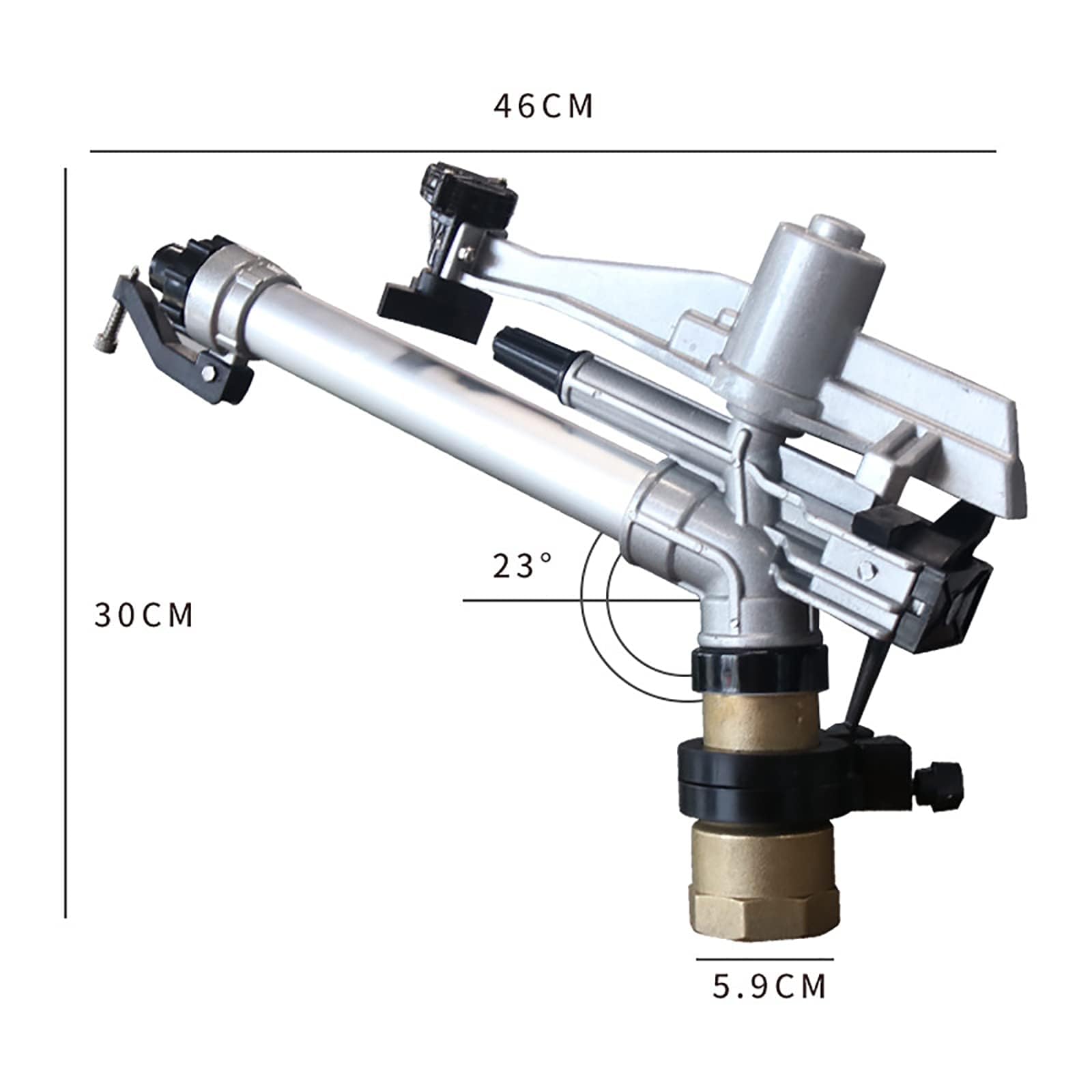 Regulowany Metalowy Zraszacz Impulsowy 360°, Regulowany Zraszacz Udarowy Z Wymienną Dyszą, Zasięg Wody 20m~42m, Wielkopowierzchniowy Zraszacz Wahadłowy 360°, Do Trawnika W Gospodarstwie Ogrodowym
