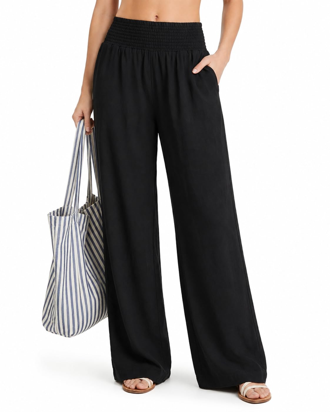Zylioo Extra Lang Sommerhose Damen Hose Lang Bein Stoffhose Freizeithose | Sommer Weites Bein Baggy Casual Palazzo Trousers