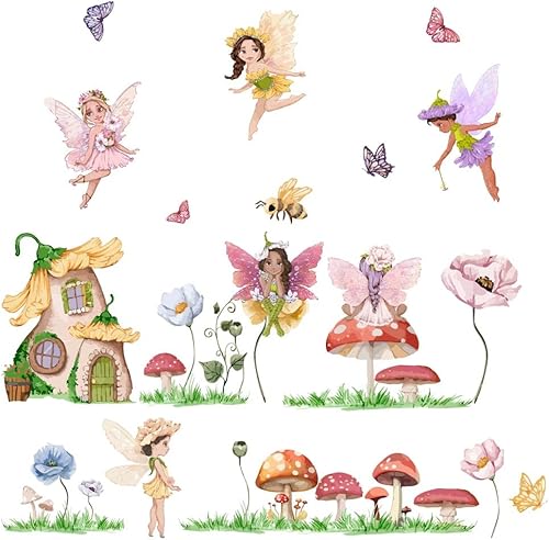 SUPERDANT Pegatina de pared colorida de sirena con delfines animales marinos, conchas de vinilo extraíble, decoración del hogar, arte de pared, arte