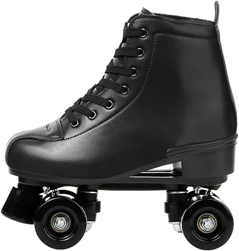 Miniatura 9 de XUDREZ Patines de ruedas ajustables de cuero suave, patines de cuatro ruedas, patines divertidos y brillantes para adultos, niños, niñas