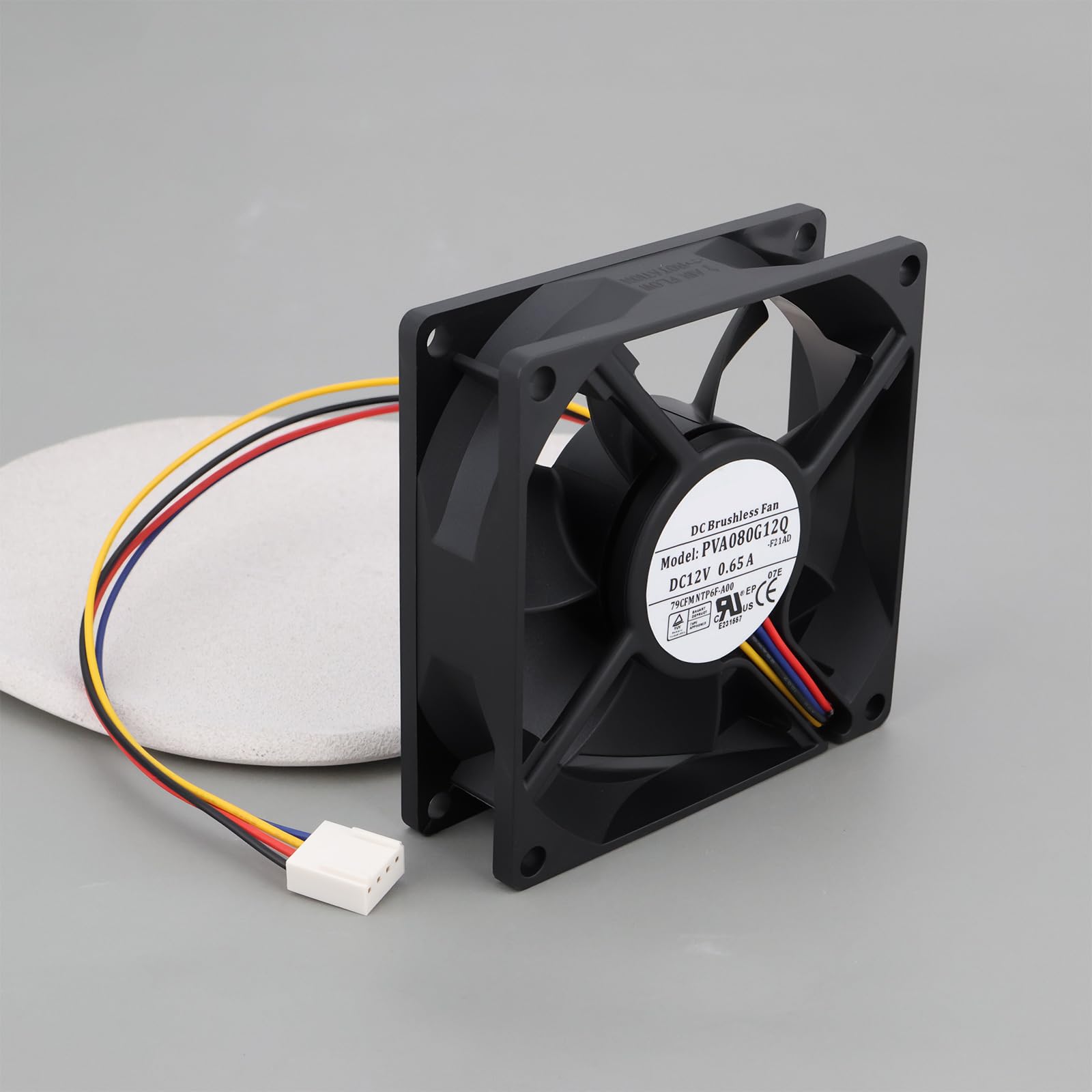 ECSiNG Ventola di raffreddamento PWM a 4 pin da 80 mm compatibile con PVA080G12Q 12V 0.65A 80 x 80 x 25 mm per desktop case server