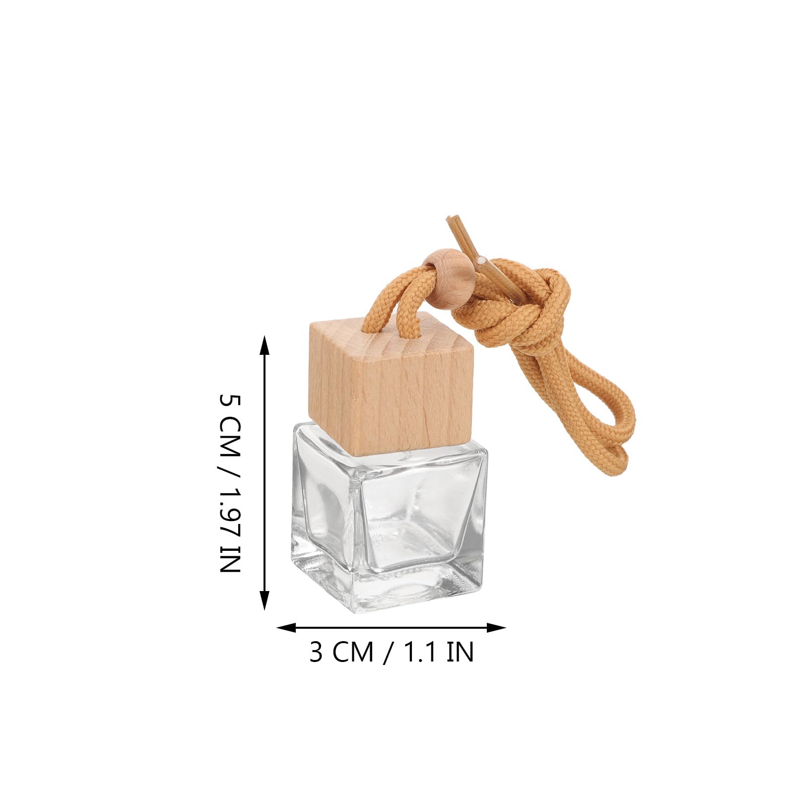 Flacone Diffusore per Auto 10 Pezzi Bottiglie di Profumo Vuote 10 Ml Ciondolo e Tappi Quadrati Trasparenti per Profumatori Macchina e Riduzione Stanchezza