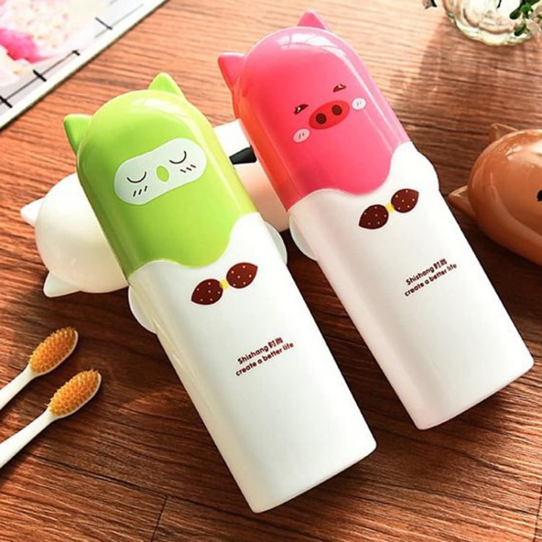 Prostuff.in Plastic Portable Cartoon Animal Design Toothbrush Holder Box Best for Travel Camping Bathroom for Storage Multicolor (Pack of 2) 4