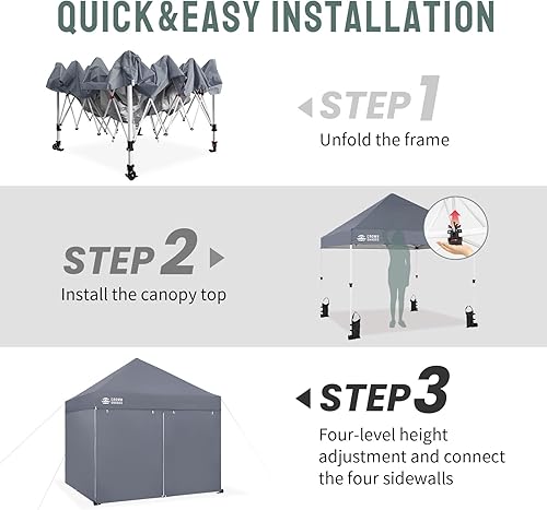 Miniatura 123 de CROWN SHADES Tienda de campaña desplegable con toldo instantáneo comercial de 10 x 10 pulgadas con bloqueo central