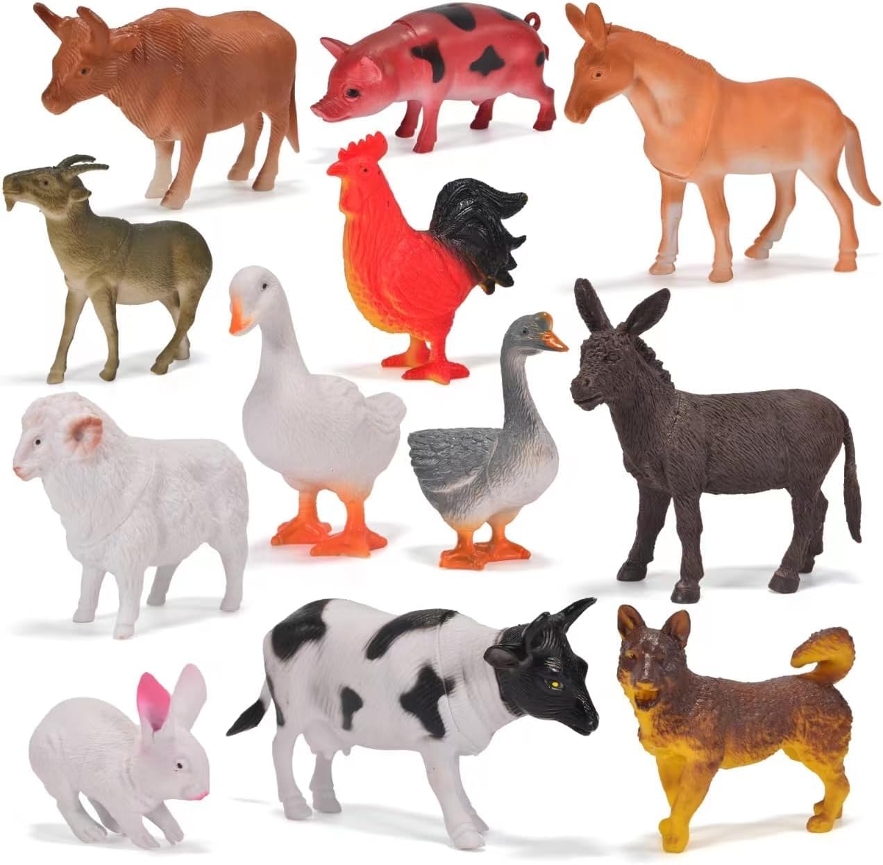 12 Pack Large Farm Animals Toys for Kids 3-5 Year Old Toddlers 1-3 Educational Realistic Plastic Farm Animal Figures 4-6 Inch for Boys Girls, Birthday, Classroom Learning, Party Favor