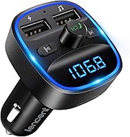 LENCENT T25 Bluetooth 5.0 FM Transmitter Car Kit - Dual USB Charging, Hands-Free Calls, TF Card/USB Playback, Noise-Canceling Audio & Battery Monitor