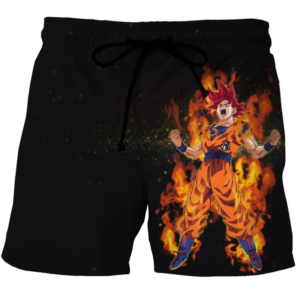 WYH-YWS Men's Swimming Trunk Dragon Ball Super Goku 3D Printed Summer Beach Shorts Casual Surfing Trunks
