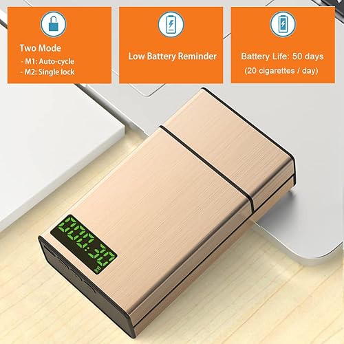 Miniatura 2 de Caja de cigarrillos con bloqueo de tiempo, dispensador de cigarrillos con pantalla LCD para 3.307 in3.3 pulgadas, tamaño King corto, ayuda portátil
