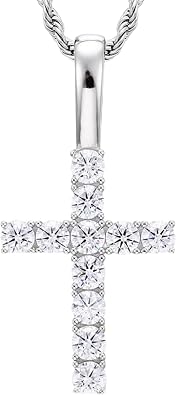 14K Gold 5mm Diamond Cross Pendant Necklace for Men, Trendy and Stylish Accessory for Music Festivals and Night Outs