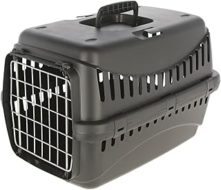 Kerbl Pet Transportbox Expedion ECO, 58x38x38cm, schwarz, für Tiere bis 11kg, recycelter Kunststoff, Katzen und kleine Hunde, Tiertransport