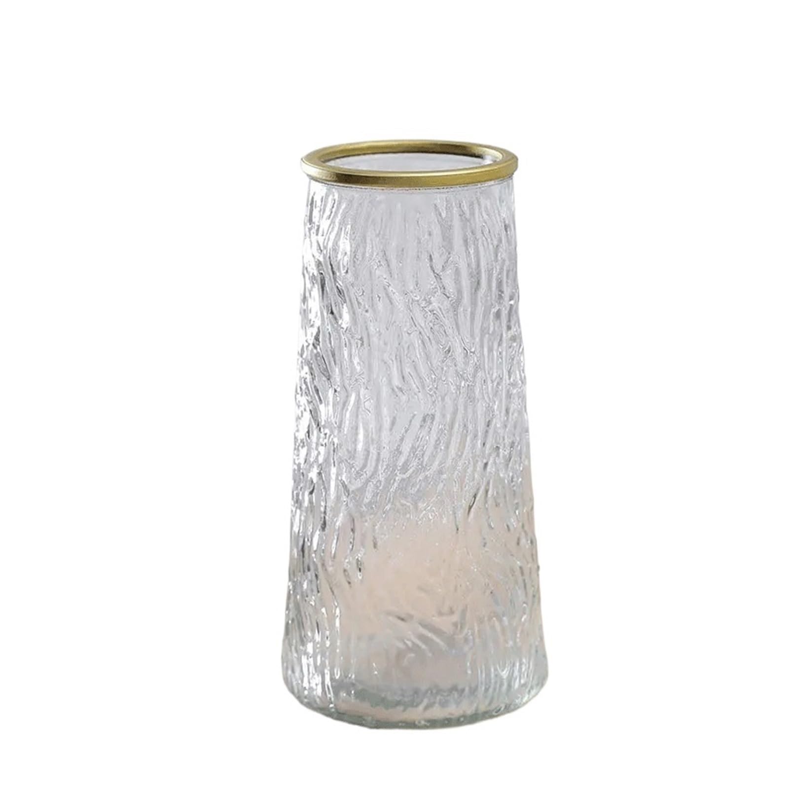 Vase en verre conique JFDBGU soufflé à la main au design de glacier unique
