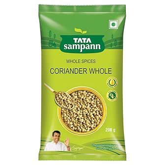 Tata Sampann Coriander Whole (Dhaniya), Whole Spices, Natural Oils*, Rich Aroma, 200g - image, photos